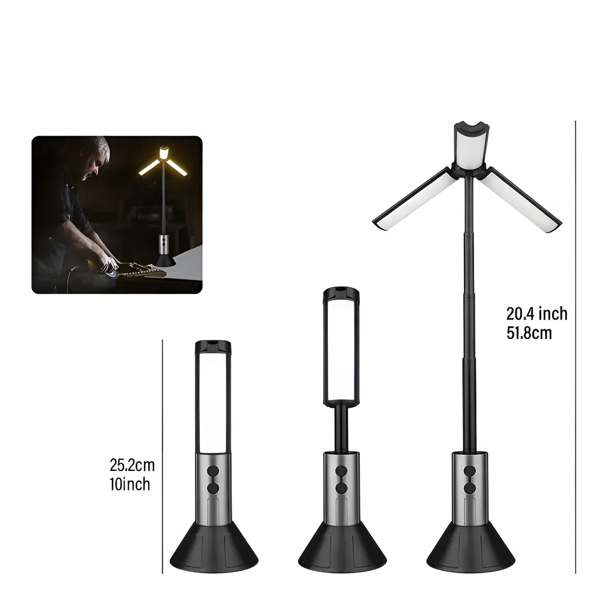 LED Campinglampa med USB – Fällbar & Uppladdningsbar | 270° Svängarm & Flera Ljusstyrkor Carvallo