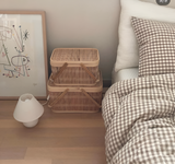 LunaVeil Sängkläder - Bomull Ginghan Stil Täcke Set Carvallo