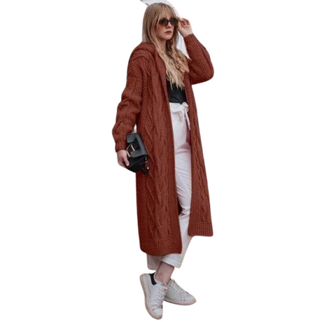 Twist Stickad Hooded Cardigan för kvinnor Hemnix