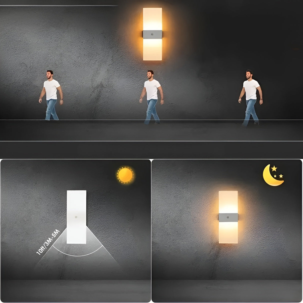 LED-nattlampor med rörelsesensor 2-pack - USB-laddning | Magnetisk montering för sovrum, hall och trappa Carvallo