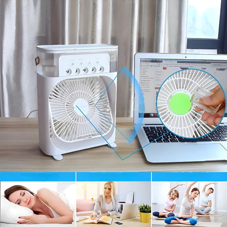 Mobil Klimagerät med fläkt & luftrenare – 3-i-1 med LED-stämningsljus Carvallo