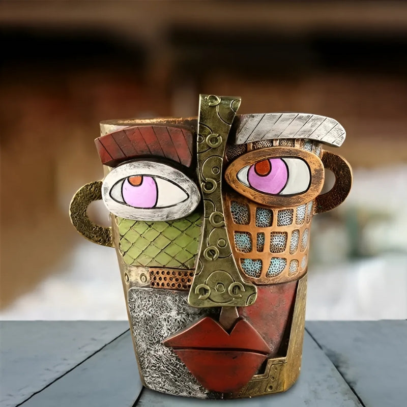 Designerblomkruka Med Karaktär: Ansiktsmotiv Av Högkvalitativt Syntetiskt Harts MILA Sverige