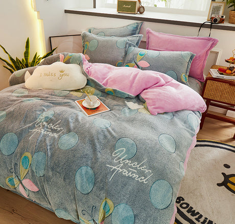 Tjock Fleece Varm Flanell Vinter Duvet Set Carvallo