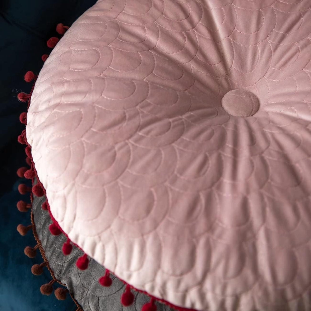 Veloura Rund Vintage Quiltad Ottoman Kudde Pad Carvallo