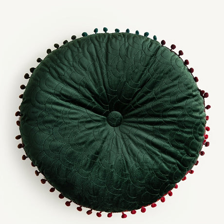 Veloura Rund Vintage Quiltad Ottoman Kudde Pad Carvallo