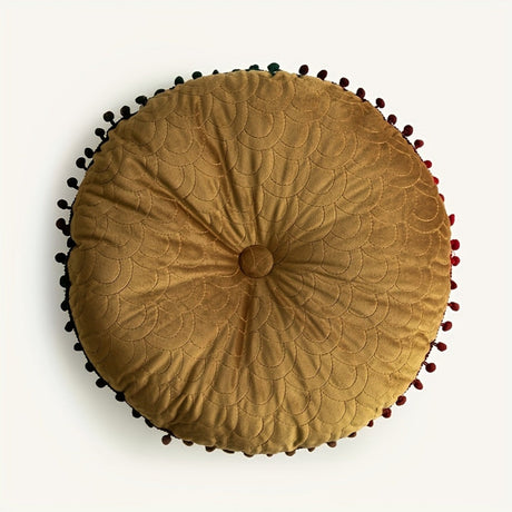 Veloura Rund Vintage Quiltad Ottoman Kudde Pad Carvallo