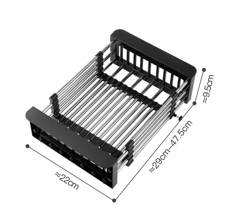 Justerbar rostfri stålkorg för perfekt köksorganisation Carvallo