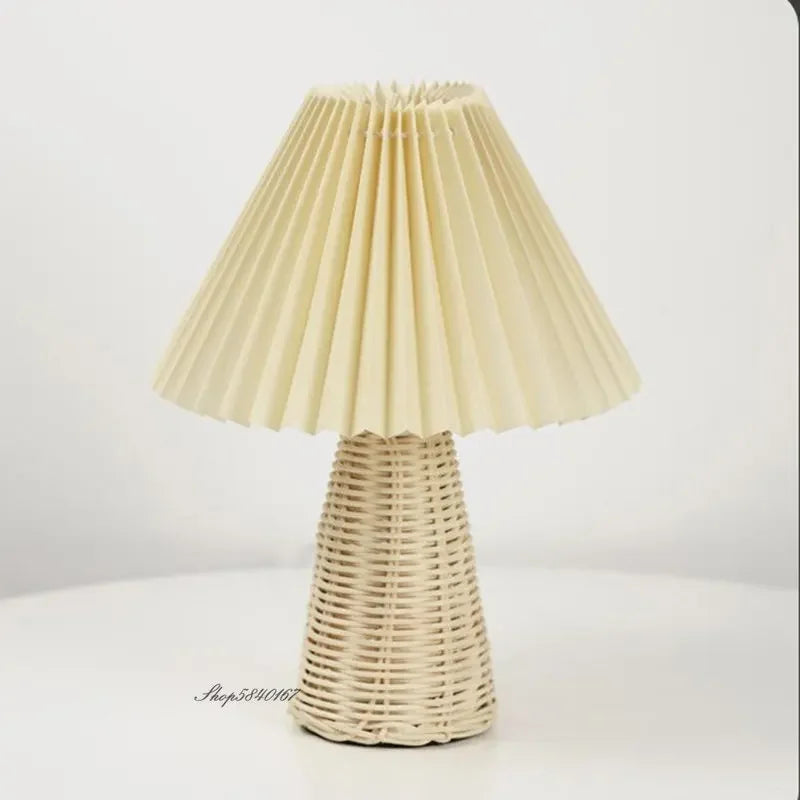 VintageGlow - Rattantafellampa, Fällbar nattlampa Carvallo