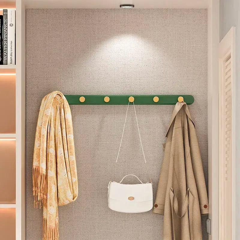 Vintage grön vägg krok rack | Trä klädhängare (4‑6 krokar) | Brick by Brick Carvallo