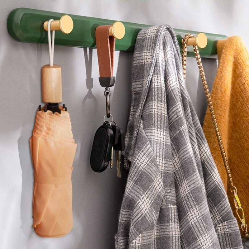 Vintage grön vägg krok rack | Trä klädhängare (4‑6 krokar) | Brick by Brick Carvallo