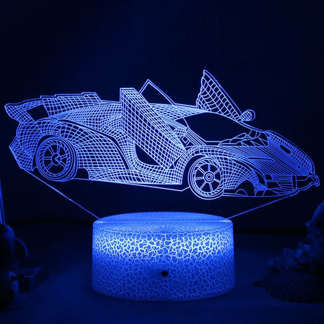 Lumi3D - LED Nattlampa med 3D Illusion för Barnrummet, USB Uppladdningsbar Carvallo