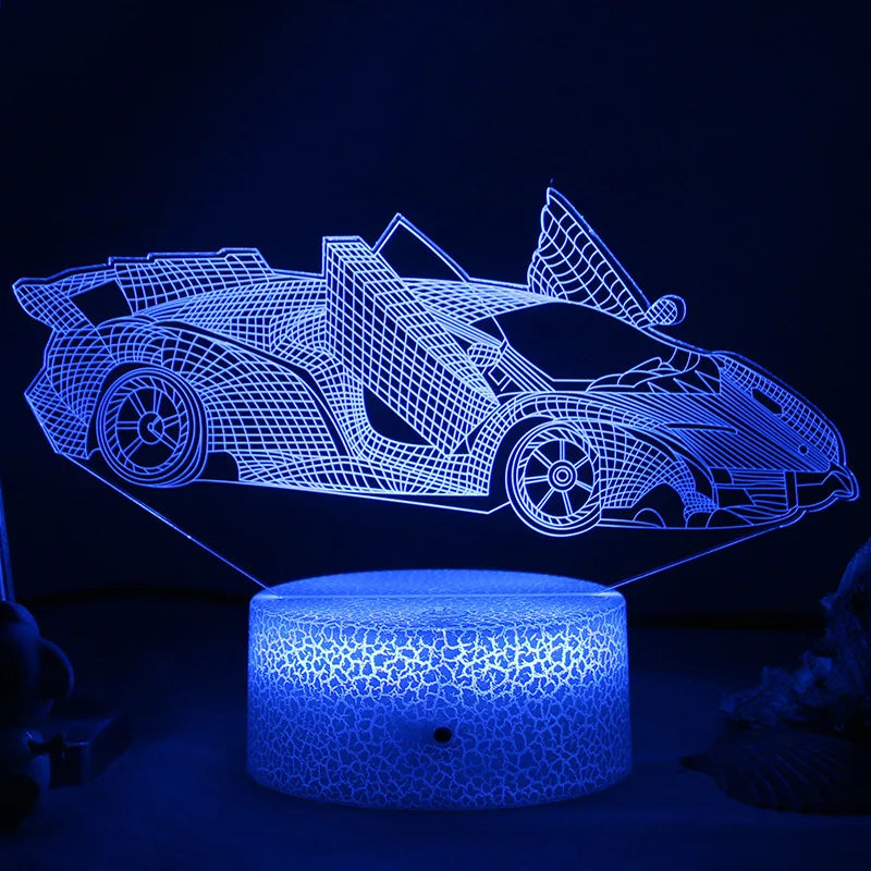 Lumi3D - LED Nattlampa med 3D Illusion för Barnrummet, USB Uppladdningsbar Carvallo