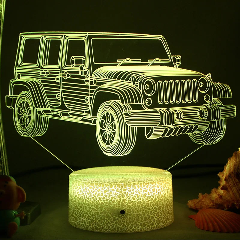 Lumi3D - LED Nattlampa med 3D Illusion för Barnrummet, USB Uppladdningsbar Carvallo