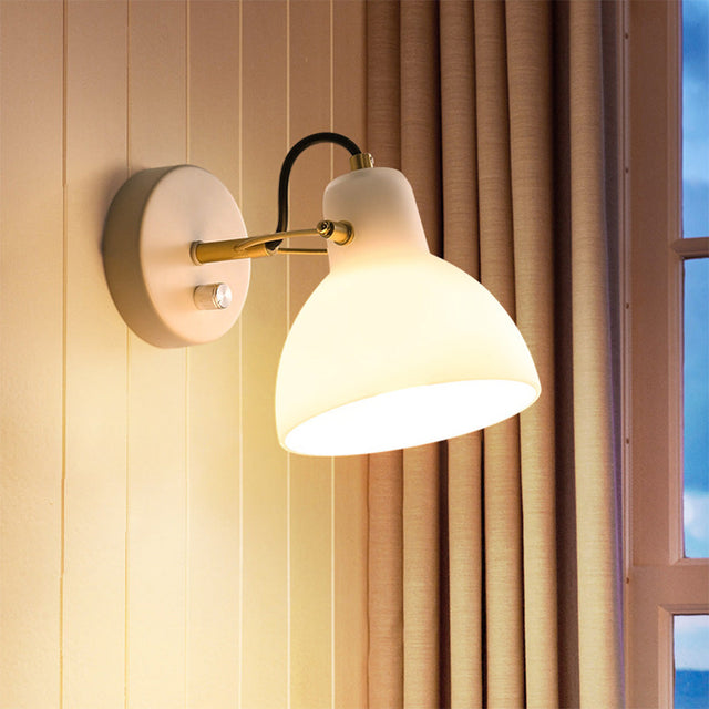 Minimalistisk Enkel Vit Glas Vägglampa Carvallo