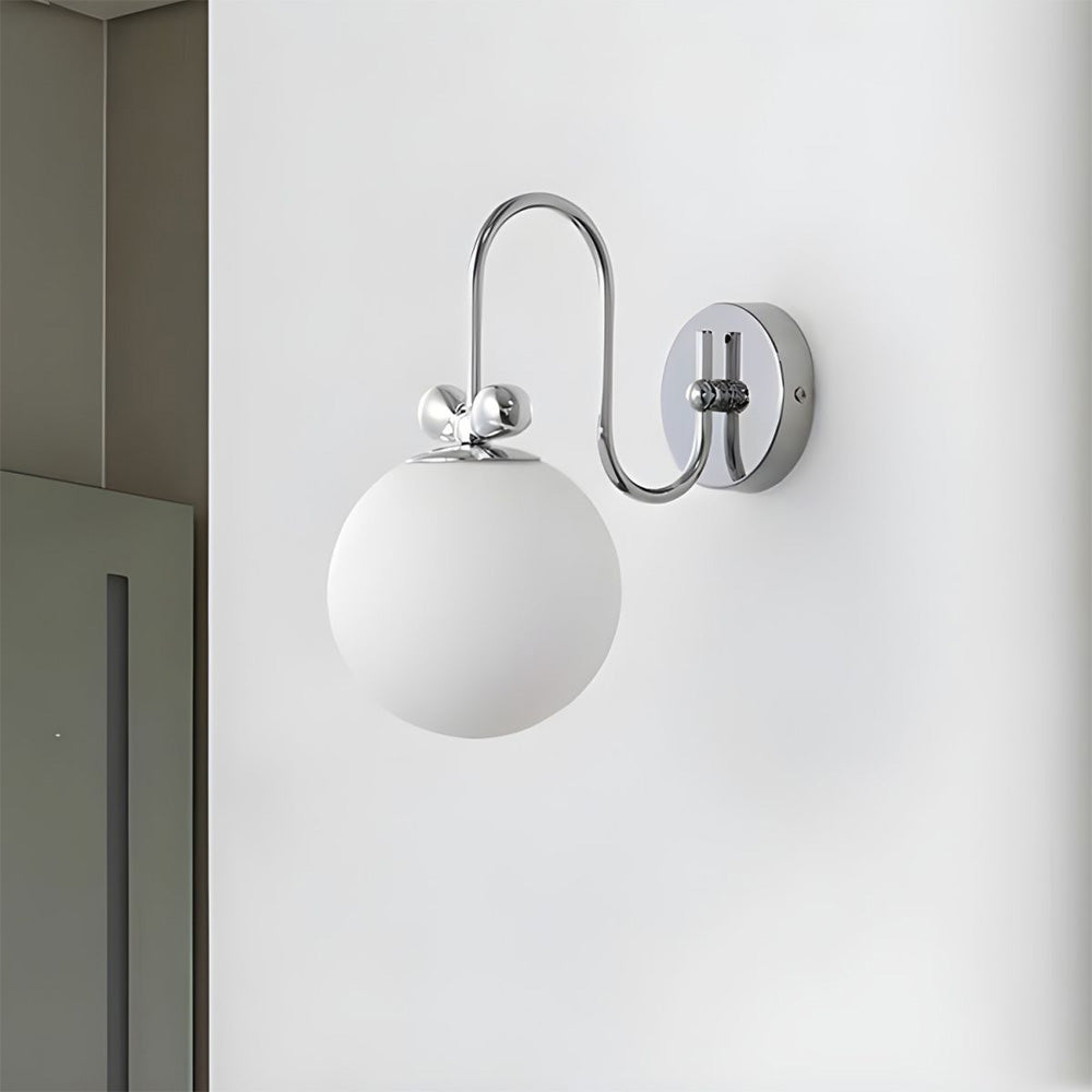 Fransk Kräm Vit Glas Vägglampa Carvallo