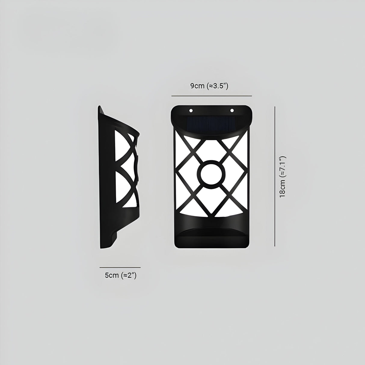 FlameGlow Lights - 2 sty utomhusbelysning solcellsdrivna LED-vägglampa Carvallo