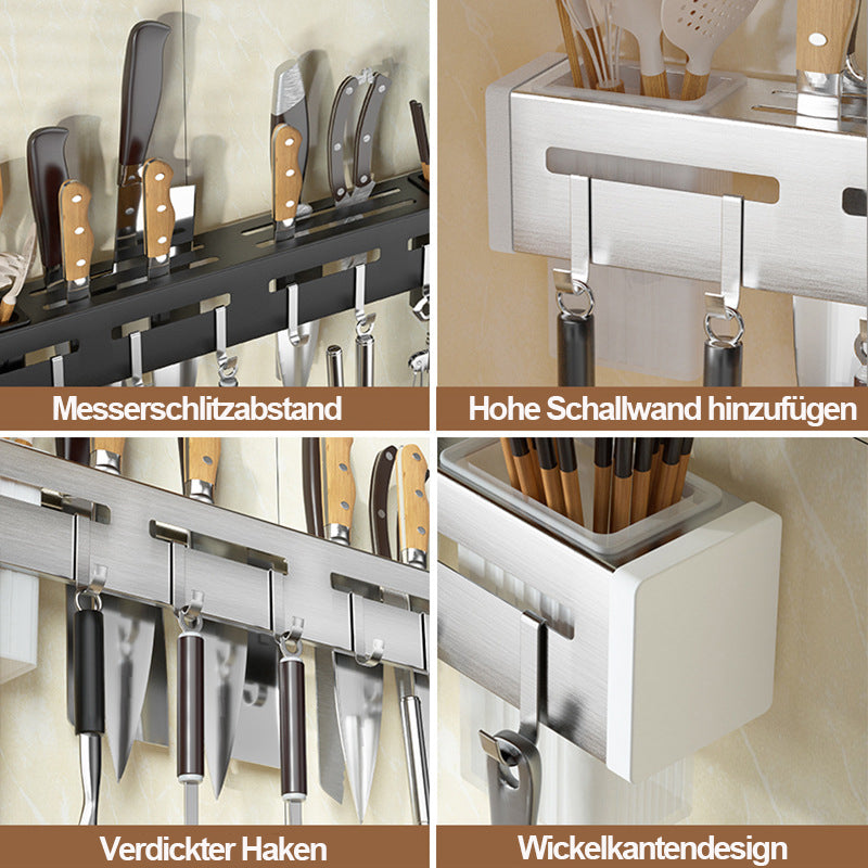 Magnetisk knivhållare med självhäftande fäste – Platsbesparande köksorganisatör i rostfritt stål med krokar MILA Sverige