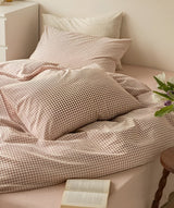 LunaVeil Sängkläder - Bomull Ginghan Stil Täcke Set Carvallo