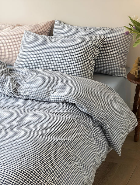 LunaVeil Sängkläder - Bomull Ginghan Stil Täcke Set Carvallo