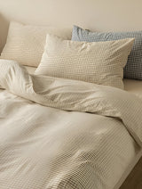 LunaVeil Sängkläder - Bomull Ginghan Stil Täcke Set Carvallo