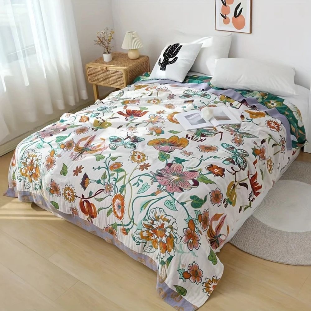 Wildflower Botanical Reverie Cotton Blanket Carvallo