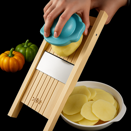 Royallure Trä Grönsakskniv Justerbar Skivare 0,5–7mm för Chips & Frukt Carvallo
