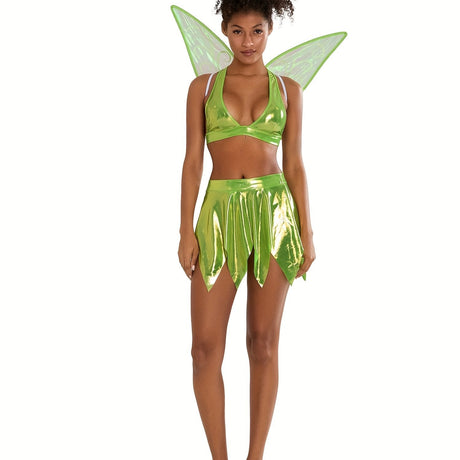 Älveinspirerat Halloweenset i två delar för kvinnor – Halter Mini Top & Kjol-kostym MILA Sverige