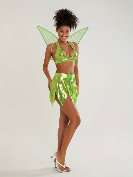 Älveinspirerat Halloweenset i två delar för kvinnor – Halter Mini Top & Kjol-kostym MILA Sverige