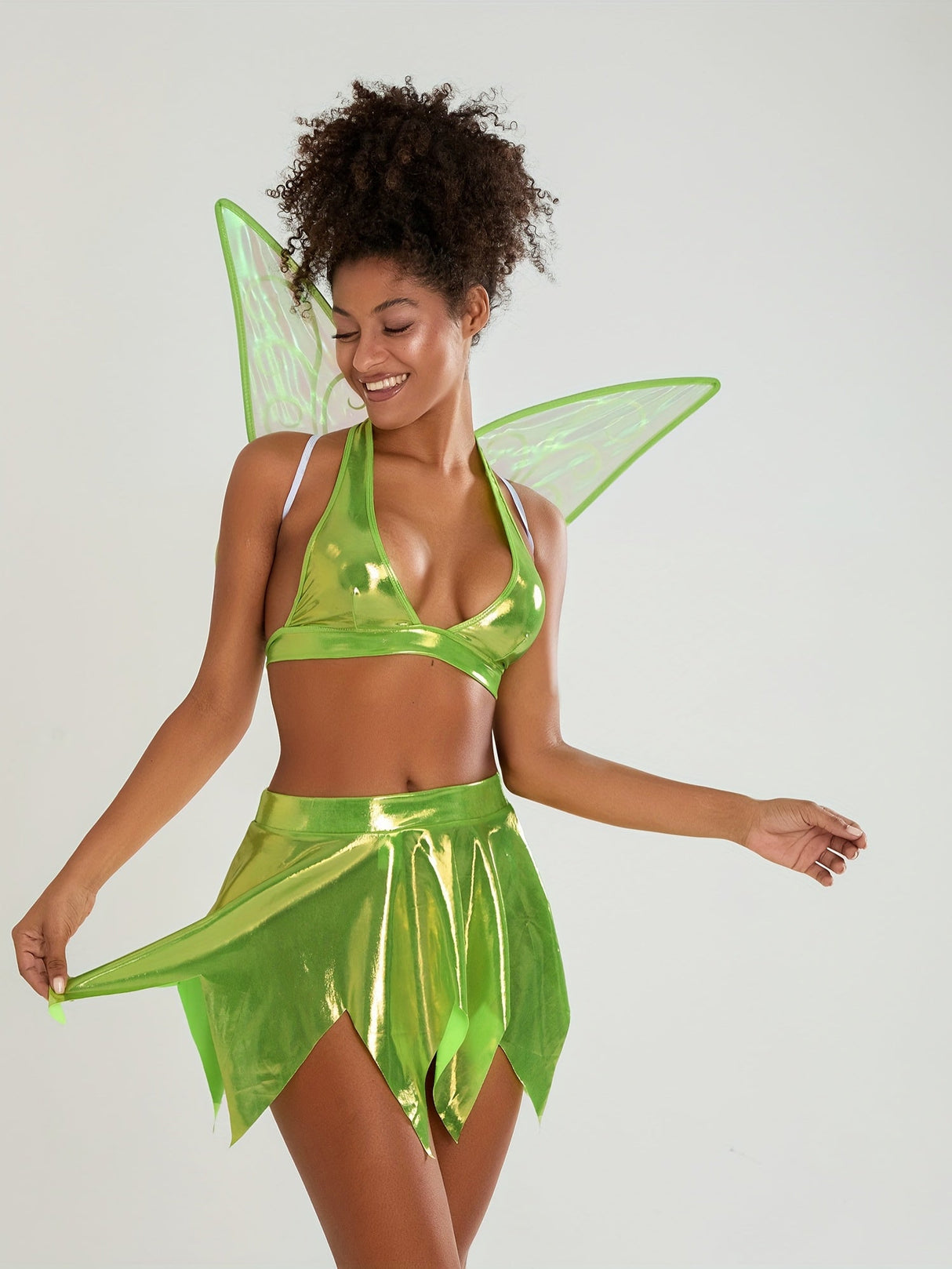 Älveinspirerat Halloweenset i två delar för kvinnor – Halter Mini Top & Kjol-kostym MILA Sverige