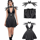 Wicked Randig Miniklänning – Gotisk Halloweenfestoutfit för kvinnor MILA Sverige