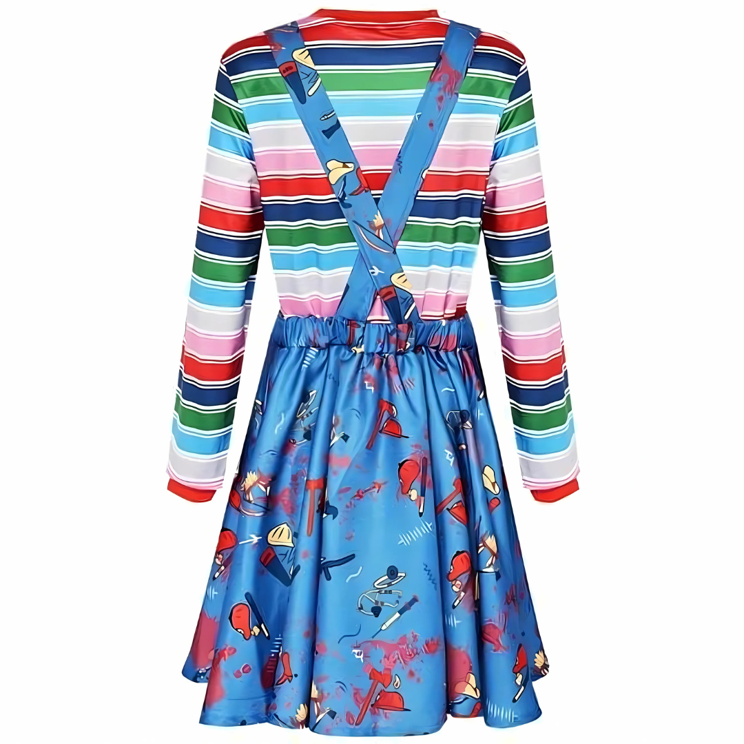 Sinister långärmad miniklänning – Gotisk Halloween-festdräkt för kvinnor MILA Sverige