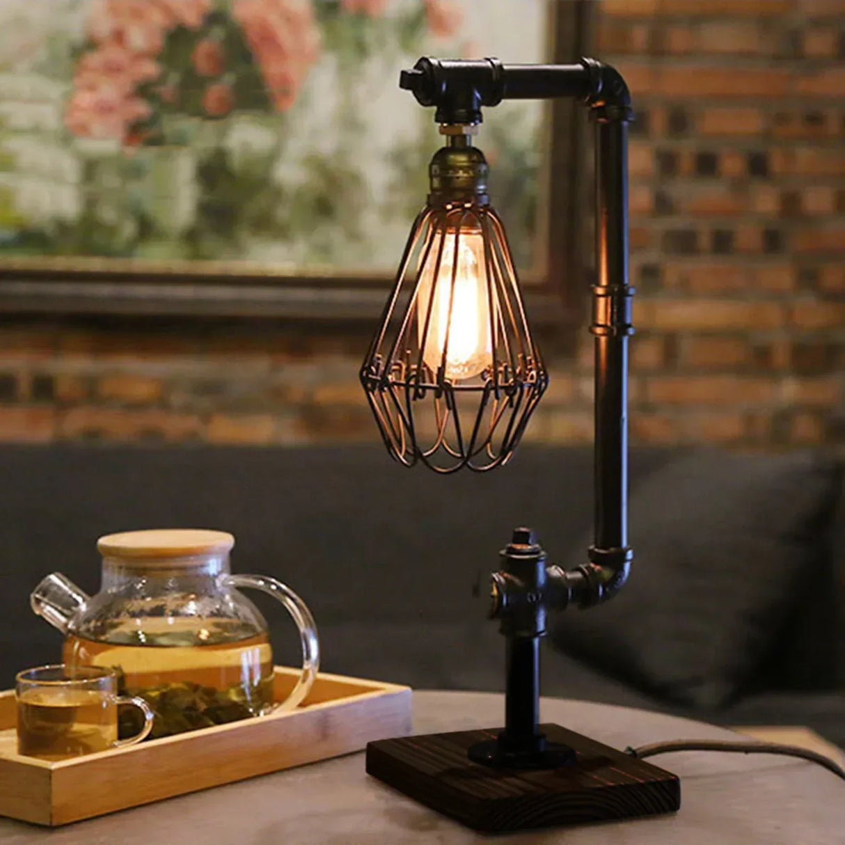 LumiVintage – Industriell Vintage Metallbordslampa, Retro Loft-design för Vardagsrum, Kontor och Sovrum Carvallo