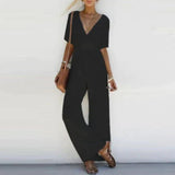 Dam Jumpsuit Skräddarsydd V-Hals 100% Polyester Elegant Hemnix