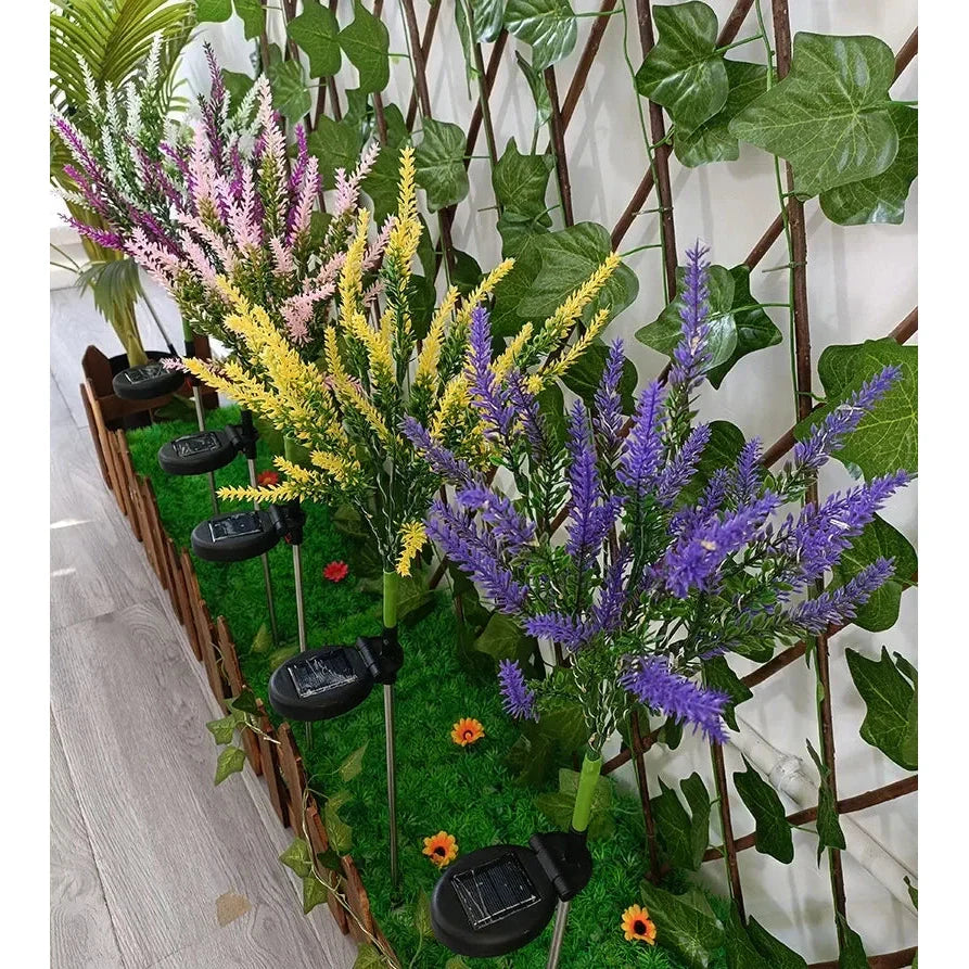 Luminous Bloom - Solär LED Trädgårdsblomsterlampor för utomhusdekoration, vattentåliga, energieffektiva lavendel design Carvallo