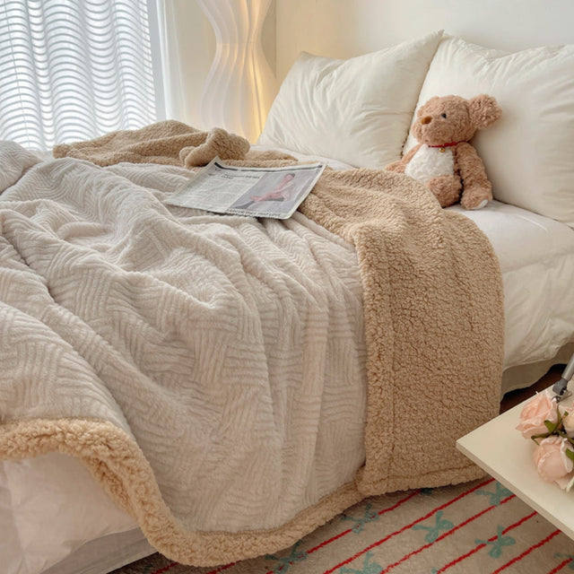 Seraphina Mjuk Jacquard Kanin Plysch Filt Carvallo