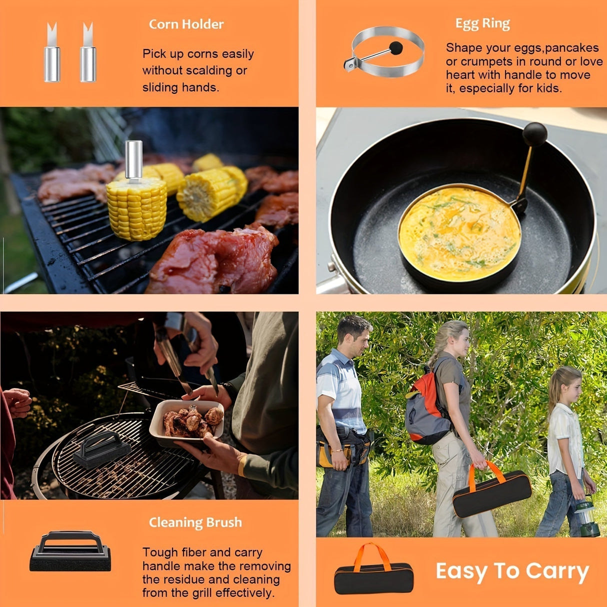 Carvallo BBQ Grillset 20-delat | Komplett tillbehörsset | Rostfritt stål | För inomhus & utomhus Carvallo