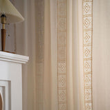 Beige Splicing Hollow-Out Ljusfilter Gardinset Carvallo