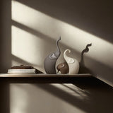 Set med 3 Keramiska Elefantfigurer – Modern Matt Dekoration för Vardagsrum eller Kontor Carvallo