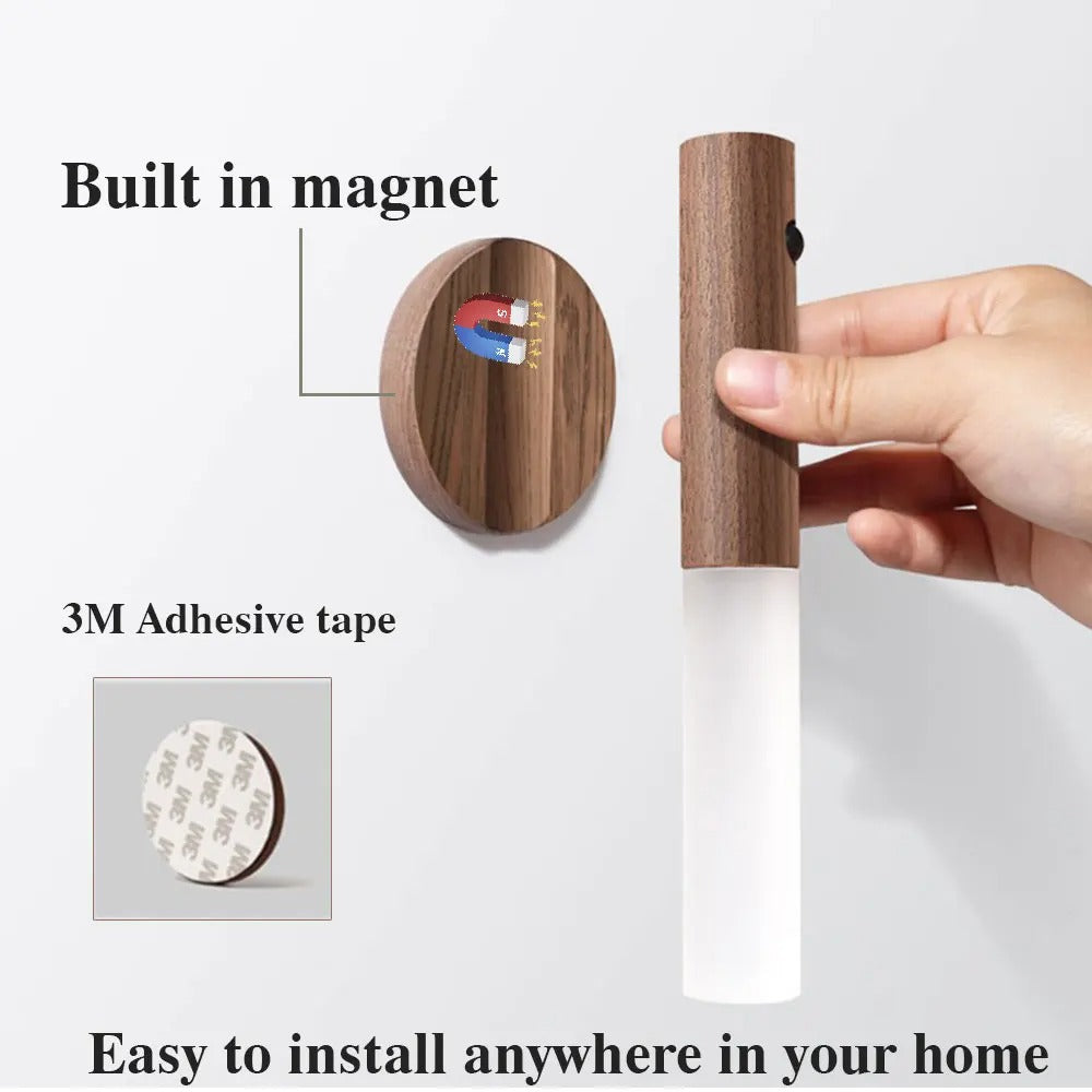 Uppladdningsbar LED-vägglampa – USB-magnetisk rörelsesensorlampa för sovrum, vardagsrum och trappa Carvallo