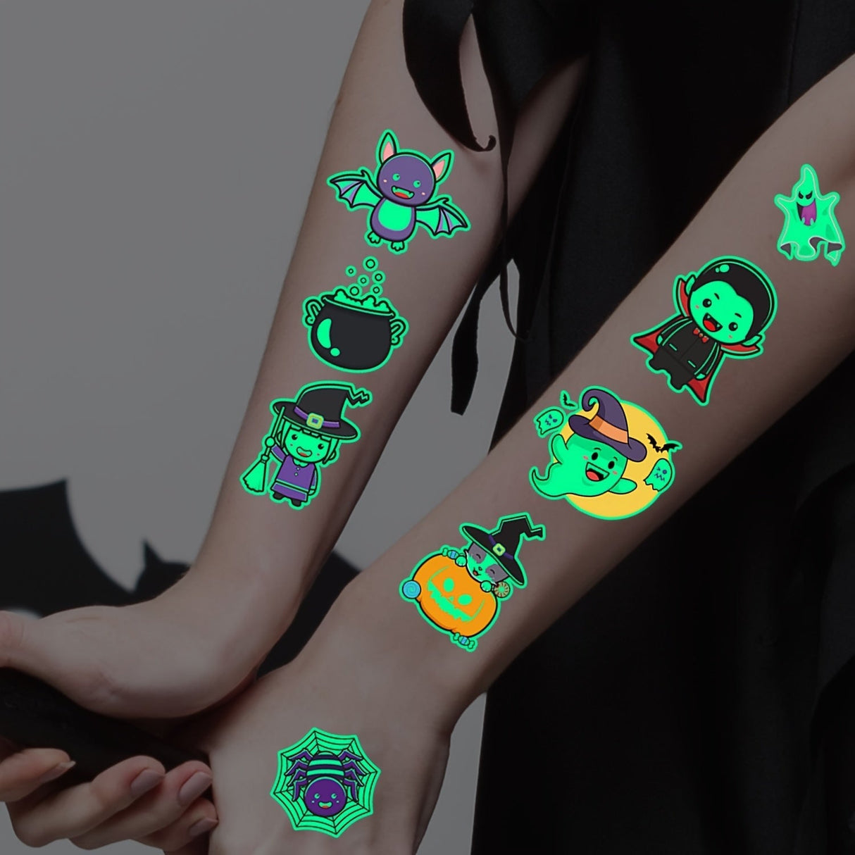 Tillfälliga Glow in the Dark Barn Tatueringar Carvallo