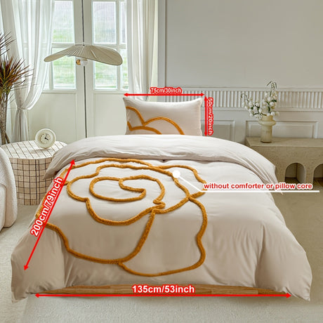 Tufted Sängkläder Set – Sängöverkast och Kuddeöverdrag med Stort Blommönster Carvallo