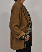 Dam Blus V-ringning Geometrisk Bomullsblandning Långärmad Hemnix