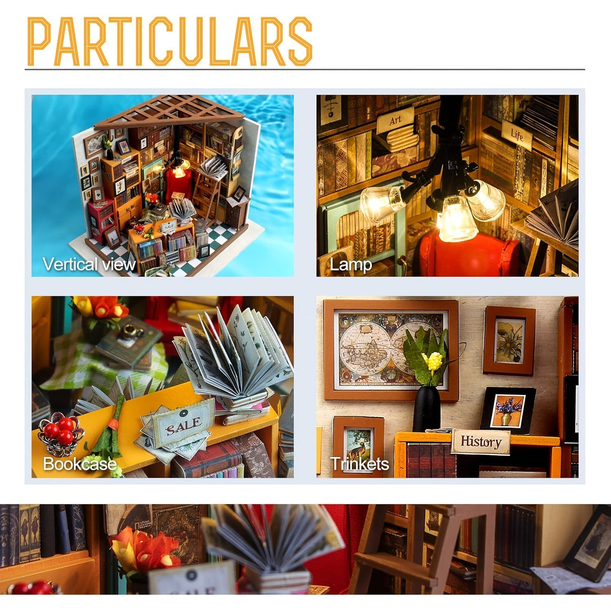 DIY Miniatyrhus Kit – Sam's Studie med Detaljerade Bokhyllor och Möbler Carvallo