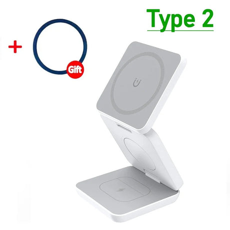 3 i 1 Snabb Magnetisk Fällbar Trådlös Laddare För iPhones, AirPods och Apple Watches Carvallo
