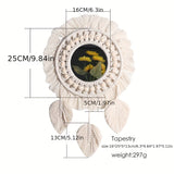 Boho Makramé Väggspegel med Fransar – Dekorativ Spegel med Pärlor och Fjädrar Carvallo