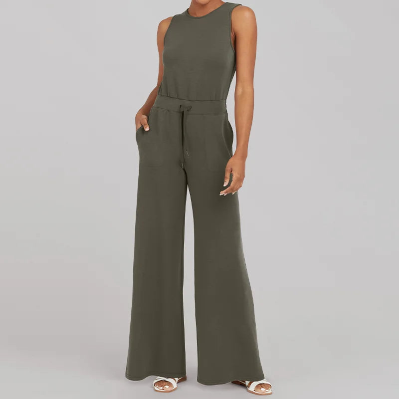 Dam Jumpsuit Elegant Långärmad Mjuk Polyester med Midjebälte