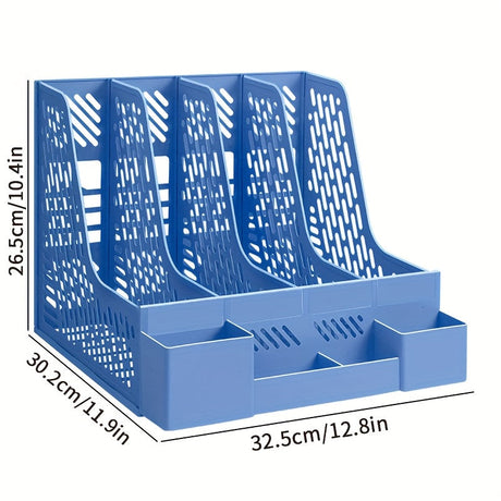 Skrivbordsdokumentorganisatör – 4 fack, utrymmesbesparande, avtagbar och lämplig för kontorsmaterial Carvallo