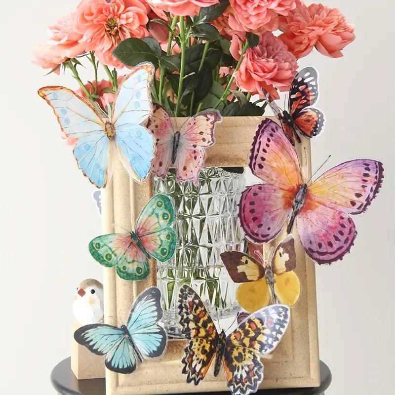 Carvallo 3D Deko-fjärilar | 36 stycken | Akvarell-look | Återanvändbar & Självhäftande | För fester, bröllop & hemmet Carvallo
