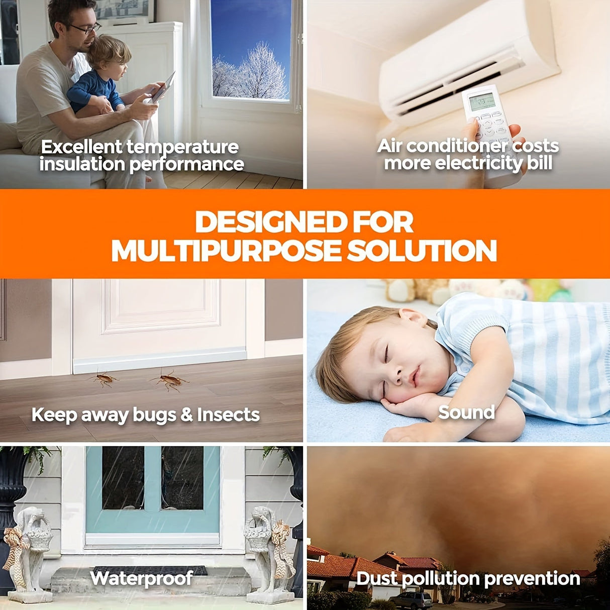 Draft Stopper för Dörr - Silikon Dörrsvep med Stark Adhesiv och Ljudisolering Carvallo