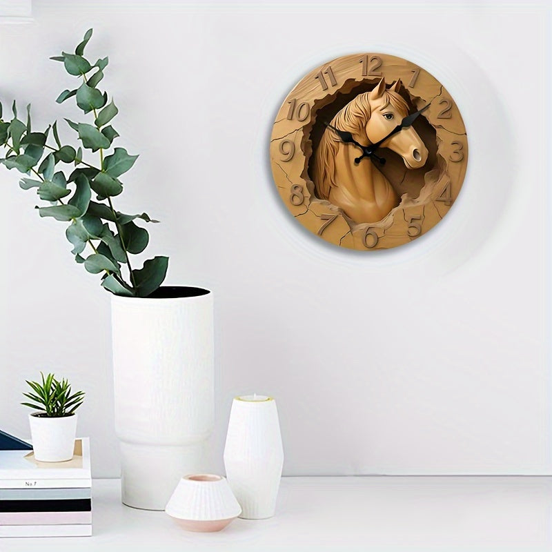 EquineElegance - Träskulpterad Tyst V Väggklocka Carvallo